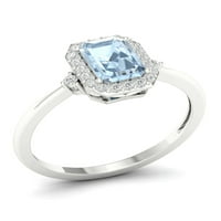 Imperial drágakő 10K fehérarany smaragd vágott akvamarin ct tw gyémánt halo női gyűrű