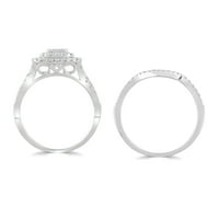 Párna dupla halo gyémánt csavar menyasszonyi gyűrű 10k fehéraranyban az eljegyzéshez és az esküvőhöz