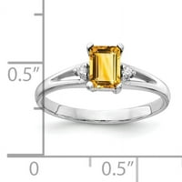 Primal arany karátos fehér arany 6x smaragd vágott citrin és gyémánt gyűrű