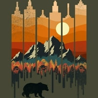 Wild Bear Sunset City Férfi Katonai zöld grafikus póló-design az emberek XL