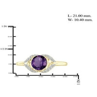 JewelersClub Amethyst Ring Birthstone Jewelry - 1. Karát -ametiszt 14K aranyozott ezüst gyűrűs ékszerek fehér gyémánt