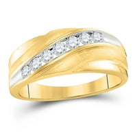 10K sárga arany kerek gyémánt átlós esküvői zenekar gyűrű Cttw