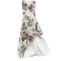 huaai Molett nyári ruhák virágos splicing vintage nyak maxi ruha v Női nyomtatott ujjatlan női ruha