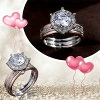 Női gyűrű gyönyörű kreatív kéttónusú cirkon eljegyzési ajándék női gyűrű
