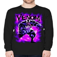 Marvel Venom férfi férfi és nagy férfi lila füst hosszú ujjú grafikus póló, S-3XL méretű