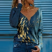 Alueeu állítható női nyári felsők cipzár Hosszú ujjú alkalmi virágos nyomtatott póló ing hosszú Női alkalmi nyári hosszú