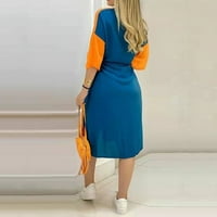 Női ruhák Kerek nyakkivágással nyomtatott boka Hossza Maxi nyári Hosszú ujjú ruha narancssárga m
