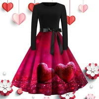 Feternal Női Divat nyomtatott ruha Patchwork Vintage ruha bankett ruha Party Valentin nap