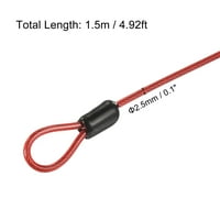 Egyedi alkuvatott biztonsági acél kábelzár huzalkötél dupla hurok piros x1.5m
