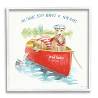 Stupell Industries Boat Waves Sun Rays Lake Phrase Sailor Dogs, 12, Beth Grove tervezése