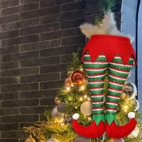 Karácsonyi Elf láb rajzfilm hamis láb lógó díszek plüss 3D hatás csíkos dekoratív öv kontraszt színű karácsonyfa dekoráció