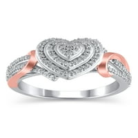 Carat T.W. Tartsa a kezem szív alakú dupla halo gyémánt kompozit gyűrűjét ezüstben, 14K rózsa arany borítással, 6.