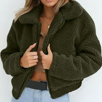 Téli kabát női divat meleg mesterséges gyapjú Laza hajtóka Cipzár Fuzzy kardigán alkalmi Plusz méretű hosszú ujjú Soild