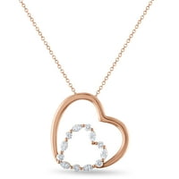 Diamond Heart Necklace CT TW kerek marquise 10K rózsa arany