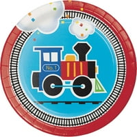A vonat fedélzetén kerek papír desszert tányérok számítanak a vendégeknek