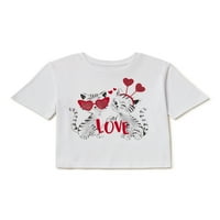 Valentin-napi lányok szeretik a macskákat grafikus póló, méret 4-18