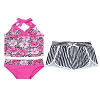 iiniim gyerekek lányok fürdőruha virágos kötőfék úszni felső + háromszög rövid + Boardshorts Beach Bikini szett