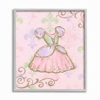 A gyerekszoba a Stupell által a gyerekszobában, a Stupell hercegnő ruhával, Fleur de lis -rel, rózsaszín háttérrel,