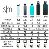Egyszerű modern oz. Csúcstalálkozó vizes palack - rozsdamentes acél liter lombik fedelekkel - széles szájú dupla fali