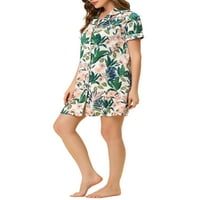 cheibear Női virágos Lounge Nightdres pizsama gomb le puha szatén ing ruha