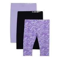 Wonder Nation Girls Capri Leggings, 3-Pack, Méret 4- & Plus