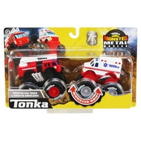 Tonka Monster Metal Movers Combo - Sürgősségi flotta - 3 Magas, Super Grip gumiabroncsok, Tartós játék szörnyeteg teherautók,