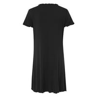 Éjszakai ruhák felnőtt nők hengerelt szélén Egyszínű Rövid ujjú Kényelmes Szoknya Ruhák Fekete S alvás ruha