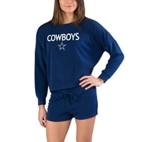 Női fogalmak Sport Navy Dallas Cowboys gyűjtsön Hosszú ujjú felsőt & rövidnadrág szett