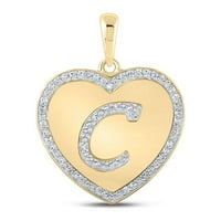 A gyémánt üzlet 10kt sárga arany női kerek gyémánt szív C betű medál Cttw