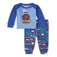A Gyerekhely baba és a kisgyermek fiúk hosszú ujjú és hosszú nadrágos fitneszes pamut pizsamák, újszülött - 6T