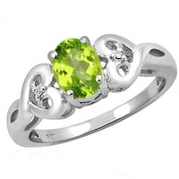 JewelersClub Peridot Ring Birthstone Jewelry - 0. Karát peridot 0. Sterling ezüst gyűrűs ékszerek fehér gyémánt akcentussal