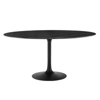 Modway Lippa 60 kerek mesterséges márvány étkezőasztal Fekete Fekete