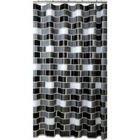 Bath Bliss Brick Design zuhanyfüggöny fehér, szürke és fekete színben