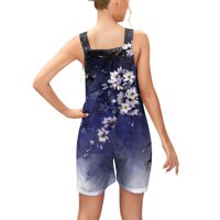 Női nyári Jumpsuits rövid nadrág Vintage Nyomtatott Divat Alkalmi Egyrészes nadrág