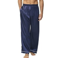 Férfi szatén pizsama nadrág zsebekkel puha hosszú alvás fenék Laza Pj Lounge nadrág plusz méretű pizsama fenék S-3XL