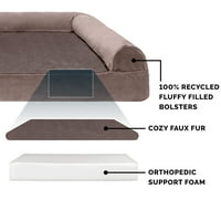 FurHaven Pet Products Fau Fur & Velvet ortopédiai kanapé kisállat ágy kutyák és macskák számára - Driftwood Brown,