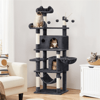 MART 67 H Multi-szintű macskafa torony macskával és függőágy kosárral, sötétszürke
