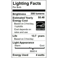 Nagyszerű LED-es izzó, Watts B Deco Lamp E közepes alap, tompítható, nappali fény, 4-csomag