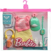 Barbie mesemondó divat baba ruhák ihlette Roxy: piros grafikus felső & sárga Roxy Szoknya kiegészítőkkel Barbie babák,