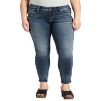 Silver Jeans Co. női plusz méret Britt alacsony emelkedésű vékony farmer derékméret 12-24