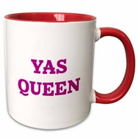 3dRose Yas királynő, lila szöveg fehér alapon-két tónusú piros bögre, 11 uncia