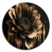 ART Designart 'fekete-arany Dália' hagyományos fém kerek fal Art-lemez
