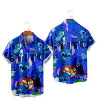 Disney Lilo & Stitch pólók rövid ujjú gomb le pólók felsők Kawaii ingek gyerekeknek és felnőtteknek