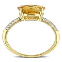 3- Carat T.G.W. Citrin és Carat T.W. Gyémánt 14KT sárga arany koktélgyűrű
