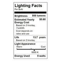 Nagy értékű LED-es izzó, 4W B deco lámpa E közepes alap, tompítható, nappali fény, 12 csomag