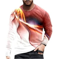 Hfyihgf 3d nyomtatott pólók férfiaknak tavaszi kényelmes napi felsők Hosszú ujjú Crewneck pólók Alkalmi hűvös atlétikai