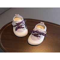 Tenmi lányok fiúk lakások Komfort vászon cipő gyalogos cipők Csipke Alkalmi cipő gyermekek divat könnyű lila 12litt