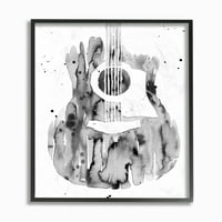 Stupell Industries absztrakt gitár akvarell minta festmény fekete keretes fali művészet, 30, Byannie Warren