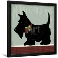Scottie Boldog Karácsonyt, állatok keretezett Art Print Wall Art által Stephanie Marrott által értékesített Art.Com