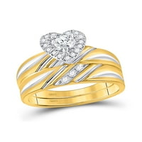 10kt sárga arany az övé kerek gyémánt szív megfelelő esküvői készlet Cttw
